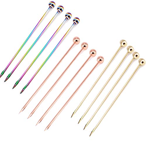 Cocktail Picks Sticks Stainless Steel Multi Color Great for Bar Party or Barbeque Snacks, Club Sandwiches Martini, appetizer