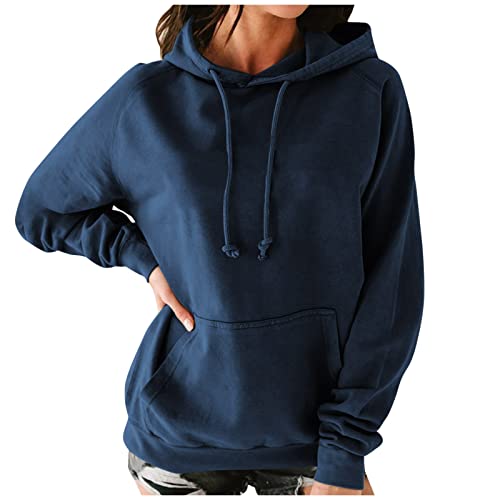 ALCRISP Hoodie Damen Kapuzenpullover Frauen Oversized Pullover Sweatshirt mit Kapuze Einfarbig Freizeit Sport Langarmshirt Pulli Streetwear Cover
