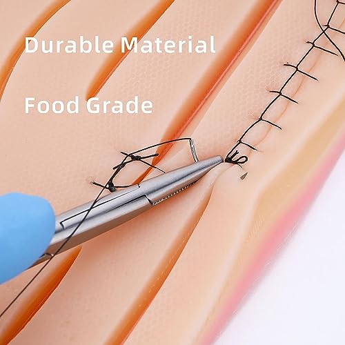Image of Suture Practice Kit for Medical Students, Complete Training Kit (30 Pieces) Include Durable Silicone Suturing Pad with Pre-Cut Wounds, Tools Kit, and Suture with Threads (Educational Use Only)