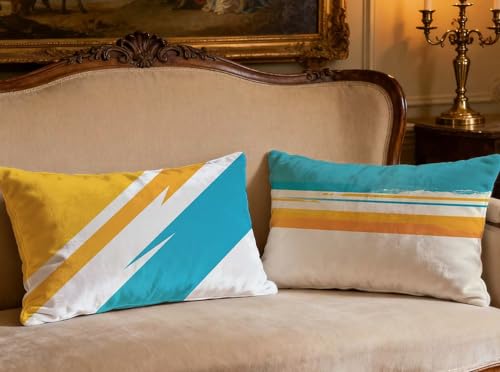 Coussin abstrait bleu rectangulaire 40x80 velours avec fermeture éclair - 3