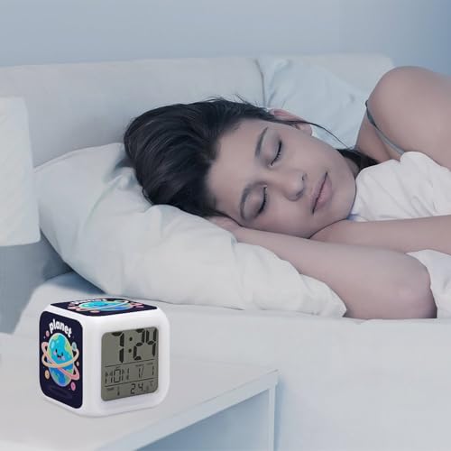 Reloj despertador mini Planet para mesita de dormitorio y oficina con termómetro 6