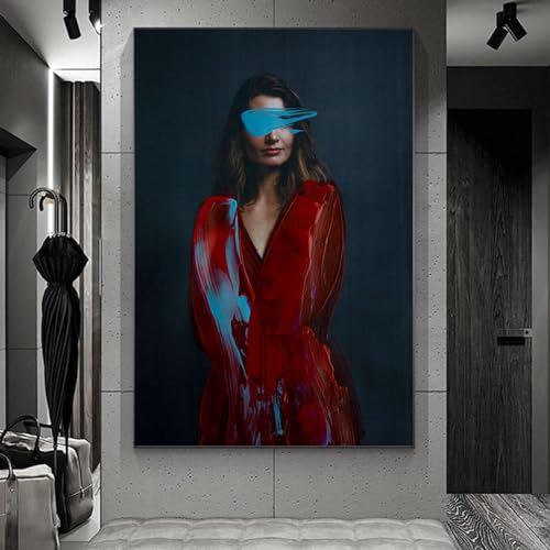 Affiche abstraite de portrait féminin sur toile haut de gamme 80 x 110 cm