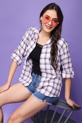 Image of POPWINGS Casual Checks Print Shirt for Women | Cotton Full-Sleeves Women Shirt | Summer Shirt for Women | Stylish Shirt for Women