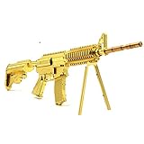 Microworld 2016 3D Metal Puzzle 21CM M4A8 Carbine Gun Weapon Building Model G001-G DIY 3D Laser Cut Assemble Jigsaw Toys - Gold