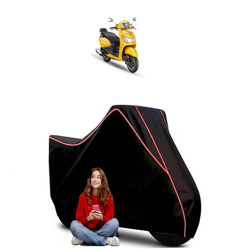Image of Pleasure Plus LX Scooty Bike Cover Water Resistant Outdoor Use Universal Fit Scooters Motorcycles Heavy Duty UV Protection Dust Rain Scratch Resistant Elastic Bottom Black Blue Piping