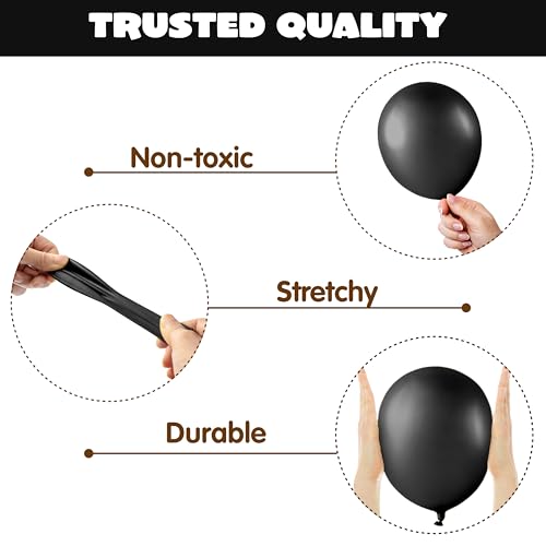 JOYIN 150 Pcs Black Balloons, Different Sizes 18 12 10 5 Inch Black Latex Balloon Arch Kit with Instruction for Birthday Party Graduation Wedding Holiday Decoration - Image 6