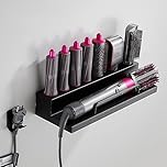DYOUen Wall Mount Curling Holder Organiser Stand Storage Rack for Dyson Airwrap, Stainless Steel Without Punching Storage Holder (Style 1)