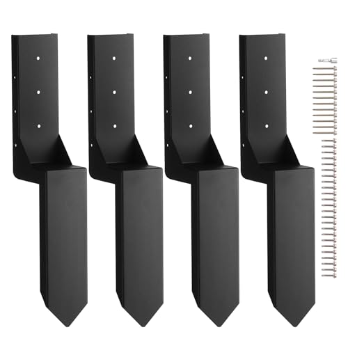 VEVOR Kit de réparation de poteau de clôture, 4 pcs, support de poteau en acier robuste, intérieur 89 x 89 mm, piquet d'ancrage au sol pour réparation de poteau de clôture en bois incliné ou cassé