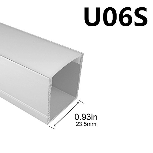 LightingWill Spot Free U Shape LED Aluminum Channel 10-Pack 3.3ft/1M 24x24mm Anodized Silver Track Internal Width 20mm with Cover End Caps Mounting Clips for Cabinet Kitchen LED Strip Lighting-U06S10 - Thumbnail 2
