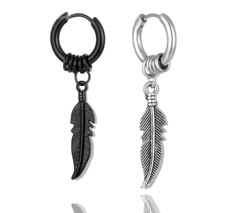 VIEN Mens Oxidized Sterling Silver Dangle Angel Wing Earring (Black) (B09TH9V5GT) Amazon Price History, Amazon Price Tracker