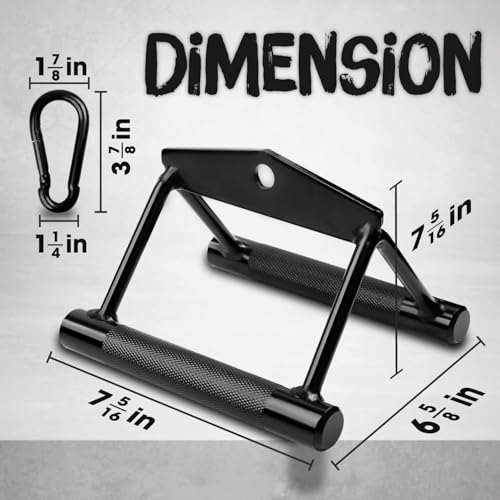 Image of Yes4All Knurling Black Double D Handle with 800 LB Capacity, Cable Machine Accessories for Home Gym