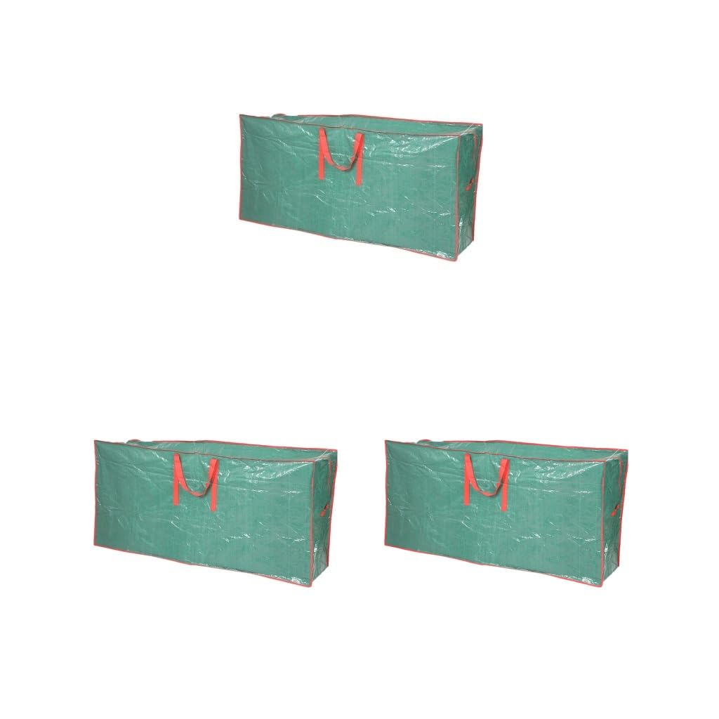 Set di 3 borse portaoggetti per albero di Natale con cerniera, organizer per alberi di Natale, ciondoli, vacanze, verde, grande, 165 x 38 x 75 cm