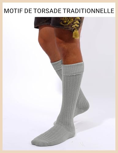 Stockerpoint Chaussettes Longues Traditionnelles Bavaroise Homme lot de 1 (modèle: OC-Markus) Gris 43-46 – vue 3