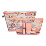 Tiny Twinkle Schmutzfeste Reisetaschen, Fluggesellschaftskonform, Reißverschluss, transparente Vordertasche, Wickeltasche, Kultur- oder Kosmetik-Organizer, 2er-Pack (Flutter Checkers), Flattern, 2