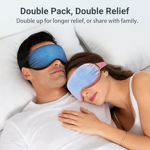 Image of Cold Eye Mask - Cooling Eye Mask for Puffy Eyes, Cold Compress for Dark Circles, Tired Eyes, Headache, Migraines Relief - Reusable Gel Ice Pack, Weighted Sleep Mask(Black, Pink)