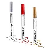 VIBARUTENS Metallic Wine Glass Markers – Washable with Toothpaste Water or Nail Polish Remover, Non-Toxic Glass Pens for Windows, Mirrors, Ceramics & Drinkware – Gold, Silver, Red (3-Pack)