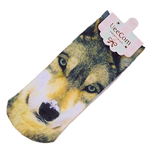 Generico Calcetines de algodón estampados 3D hombre mujer fantasía animal calcetines cortos unisex calcetines tobilleros lobo asequibles y resistentes Tratamiento profesional