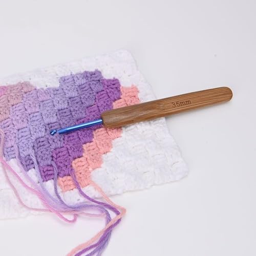 Image of VIRADHAM Crochet Hook Set with Yarn - Beginner Crochet Kit, Bamboo Ergonomic Hooks 2.0-6.0mm, Stitch Markers, Scissors, Yarn Needles & Storage Bag (Wood Rainbow Crochet Yarn Pouch kit)