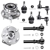 Detroit Axle - Front Wheel Bearing Hubs Suspension Kit for 2008-2014 Impreza 2009-2013 Forester 2 Wheel Bearing Hubs Assembly 2 Outer Tie Rods 2 Lower Ball Joints 2 Sway Bar Links Replacement