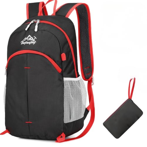 Mochila Dobrável 20L, Resistente à Água e Rasgos, Compacta para Trilhas e Viagens – Daypack Minimalista Preta
