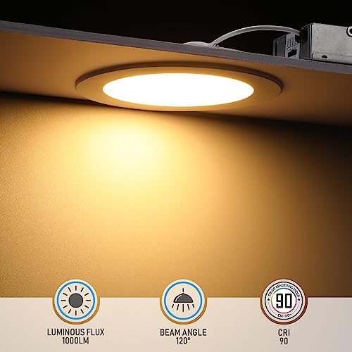 Torchstar 12-Pack 6 Inch Led Recessed Lighting With Junction Box, Cri90, 5Cct Dimmable Ultra-Thin Recessed Downlight, 2700K3000K3500K4000K5000K Color Temperature Selectable, Etl & Es #TOP1