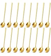 Jucoan 16 Pack Gold Demitasse Espresso Spoons, 5 Inch Mini Coffee Dessert Spoons, Gold Plated Sta...