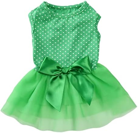 Petroom Puppy Dog Floral Dress,Pup Sundress Cat Vest Shirt Clothes for Small Dogs Cats(Green Tulle XS)