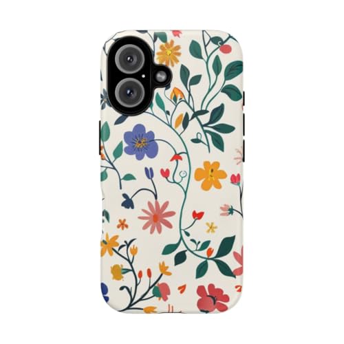 Coque iPhone 16 motif floral avec lierre rigide et anti-traces