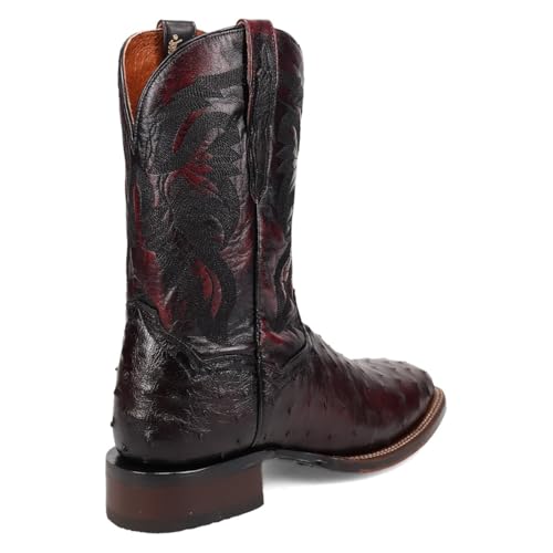 Image of Dan Post Mens Alamosa Embroidered Ostrich Pull On Square Toe Dress Boots Mid Calf - Brown