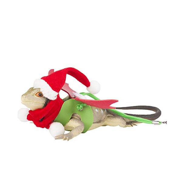 Adoggygo christmas bearded dragon santa hat scarf lizard leash harness set - lizard christmas costume christmas scarf and hat + 3 pack bearded dragon harness leash for reptile christmas (christmas) - image 3