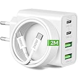 【Ce que Vous Recevrez】: chargeur USB C et USB A (4 ports, 65W, Blanc), USB-C vers USB-C Cable (2M, 240W, Blanc).