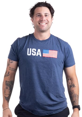 USA Tee Shirt - American Pride United States Patriotic T-Shirt for Men Women - (Adult,L) Navy Blue