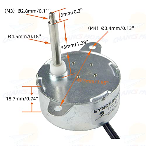 Moteur synchrone 12V 5 tr/min axe 35mm CHANCS TYC40 alimentation incluse - 4