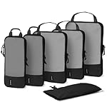 (Not Made In China) 6 Set Compression Packing Cubes For Travel, Suitcase and Luggage Space Saver Organizer Bags, Lightweight, Waterproof, Durable