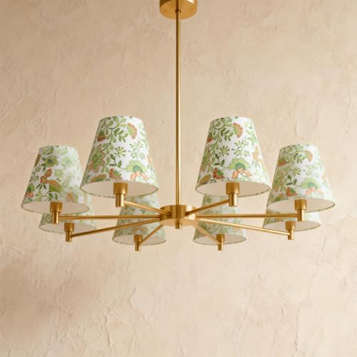 6 Pcs Floral Lamp Shades Set 3" Top x 6" Bottom x 5" Slant Block Print Chandelier Shades Green Lampshades for Vintage Farmhouse Home Decor by Generic - Used condition - Image 4