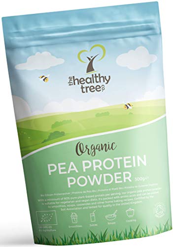 TheHealthyTree Company Proteína de Guisante Orgánico en Polvo - Alto contenido en aminoácidos y BCAA - Más de 80% de polvo de proteína vegana pura - 300g