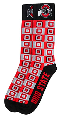 Donegal Bay Ohio State Buckeyes Men's Checkerboard Dress Socks, Scarlet/Black/Gray, One Size, NCAA Officially Licensed - DB Fan Gear