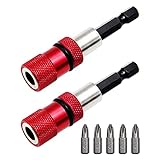 Sixfolo 7 Stück Bithalter Magnetisch 60MM Trockenbau Bithalter Akkuschrauber 1/4 Zoll Sechskantschaft Trockenbau Bit Bithalter mit 5*PH2 Bit Schrauberbithalter Tockenbauschrauber (Rot)