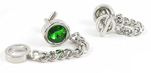 Par de Mancuernillas para Hombre con Cristal Verde miniatura 2