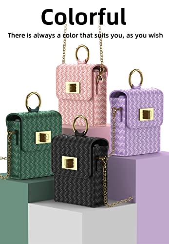 BAILI Galaxy Z Flip Series Case Mini Bag,Soft Skin-Friendly Back and Hand-Lifting Dual-use Bag, PU Phone Case Accessories Chain Bag for Z Flip1/2/3/4/5 & Huawei P50 Pocket-Pink