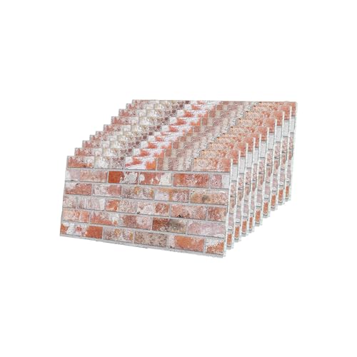 IZODEKOR 3D Wall Panels Brick Effect - Cladding, Stone Look, Styrofoam Facing for Living Room, Kitchen, Bathroom, Balcony, Bedroom, Back of Counter | Stone House (10 x Panels) - Covers 53 sq ft