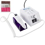 Sina Elektrische Nagelfeile | Elektrische Nagelfräser | Weiß | inkl. 6 tlg. Bit-und Mandrel-Set | 6 Schleifhülsen | 20.000 Umdrehungen/Minute | geeignet für Gel, Acryl oder natürliche Nägel