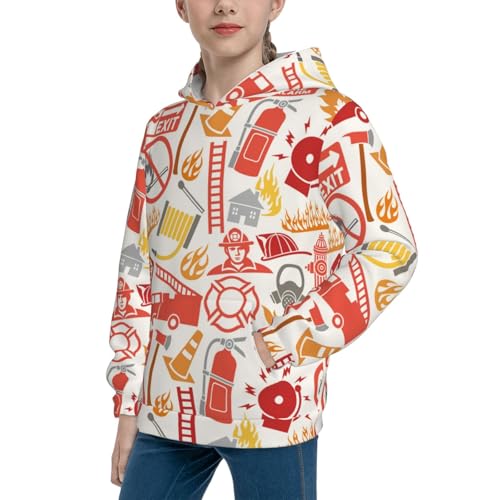 Firefighter Icons Kid Hoodies Boys Sweatshirts Girls Pullover with Pocket2
