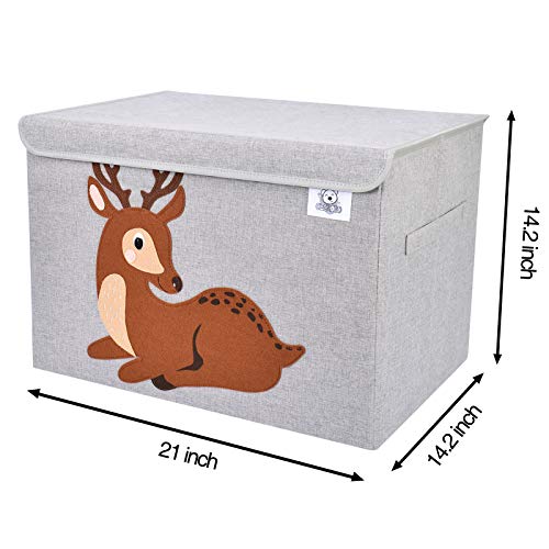 Clcrobd Foldable Large Kids Toy Chest With Flip-Top Lid, Collapsible Fabric Animal Toy Storage Organizer/Bin/Box/Basket/Trunk For Toddler, Children And Baby Nursery (Deer) #TOP2