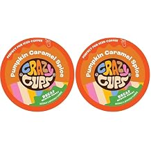 Crazy Cups Decaf Flavored Recyclable Single Serve Decaffeinated Pumpkin Caramel Spice Coffee Pods for Keurig K Cups Machines, Brew Hot or As Iced, 22 Count Pack of 2