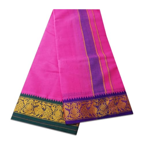 Image of vimayam pure cotton 3 inch border colour dhoti 9X5(Assorted Border design and colours)