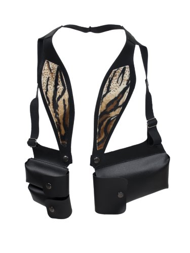 Black Tiger Double-sided Shoulder Holster Style Wallet W/secure Removable Billfold, Ideal for Mobile Cell Phone/smart Phone, High-tech Gear, Electronic Games and Hand-held Gaming Devices, Travel Pack or Sling Bag, Id, Credit Card, and Document Protection