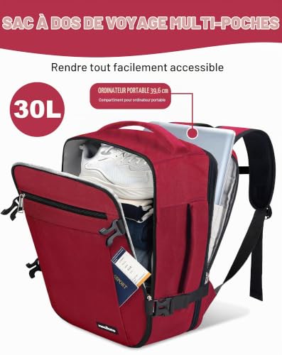 MOCOCITO Bagagae Cabine 40x30x20cm, Sac à Dos de Voyage Avion Extensible – vue 4