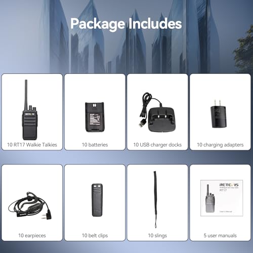 Retevis RT17 Walkie Talkies Rechargeable, Long Range Two Way Radio with Headset, Portable, USB Charging Base, Handheld FRS Radios for Adults School Church Healthcare Contractor(10 Pack) by Retevis - Image 8