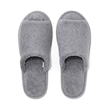 無印良品 洗える綿パイルスリッパ・前あき L/25~27.5cm用・チャコールグレー 84936739
